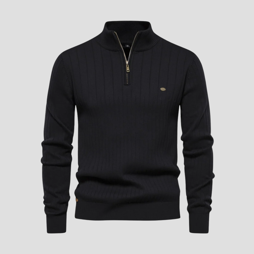 Vellison | Ribbed Quarter Zip Jumper