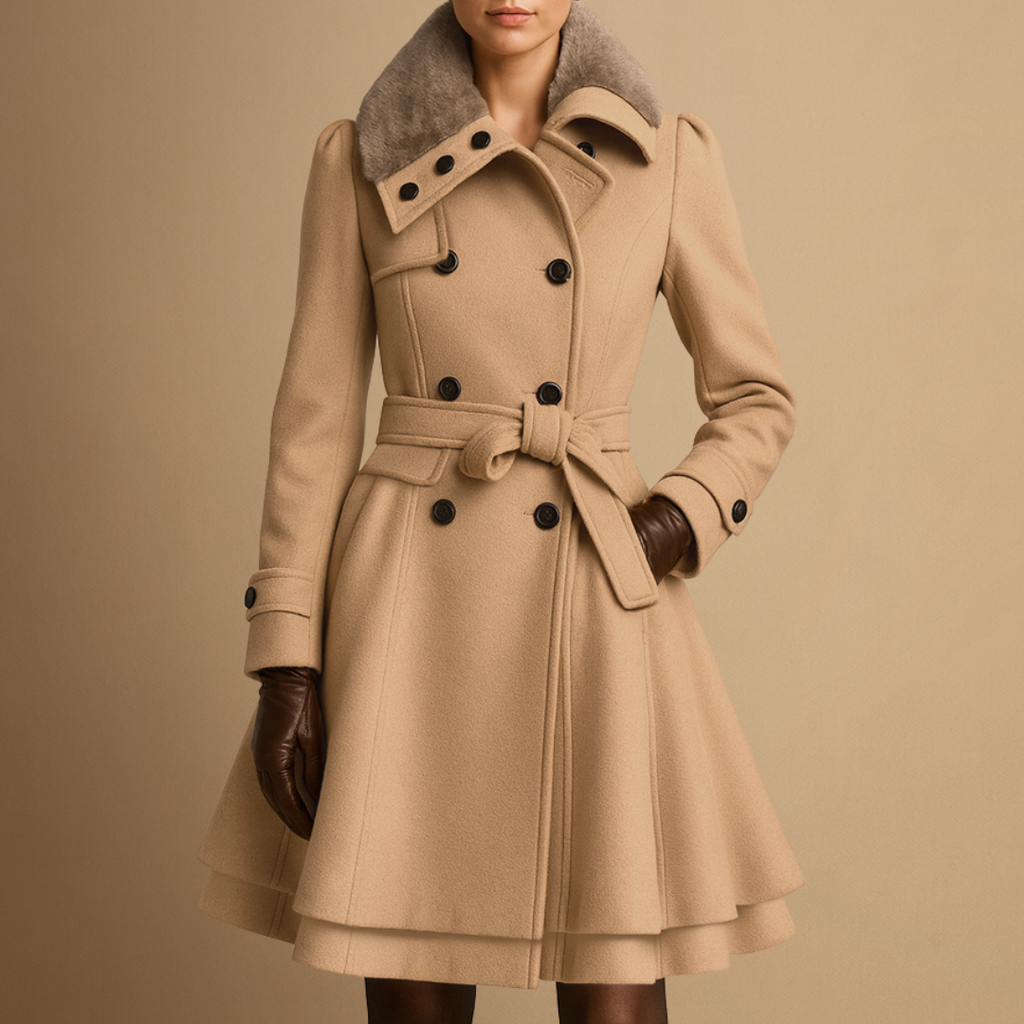 Vellison | Belted Fur-Collar Coat