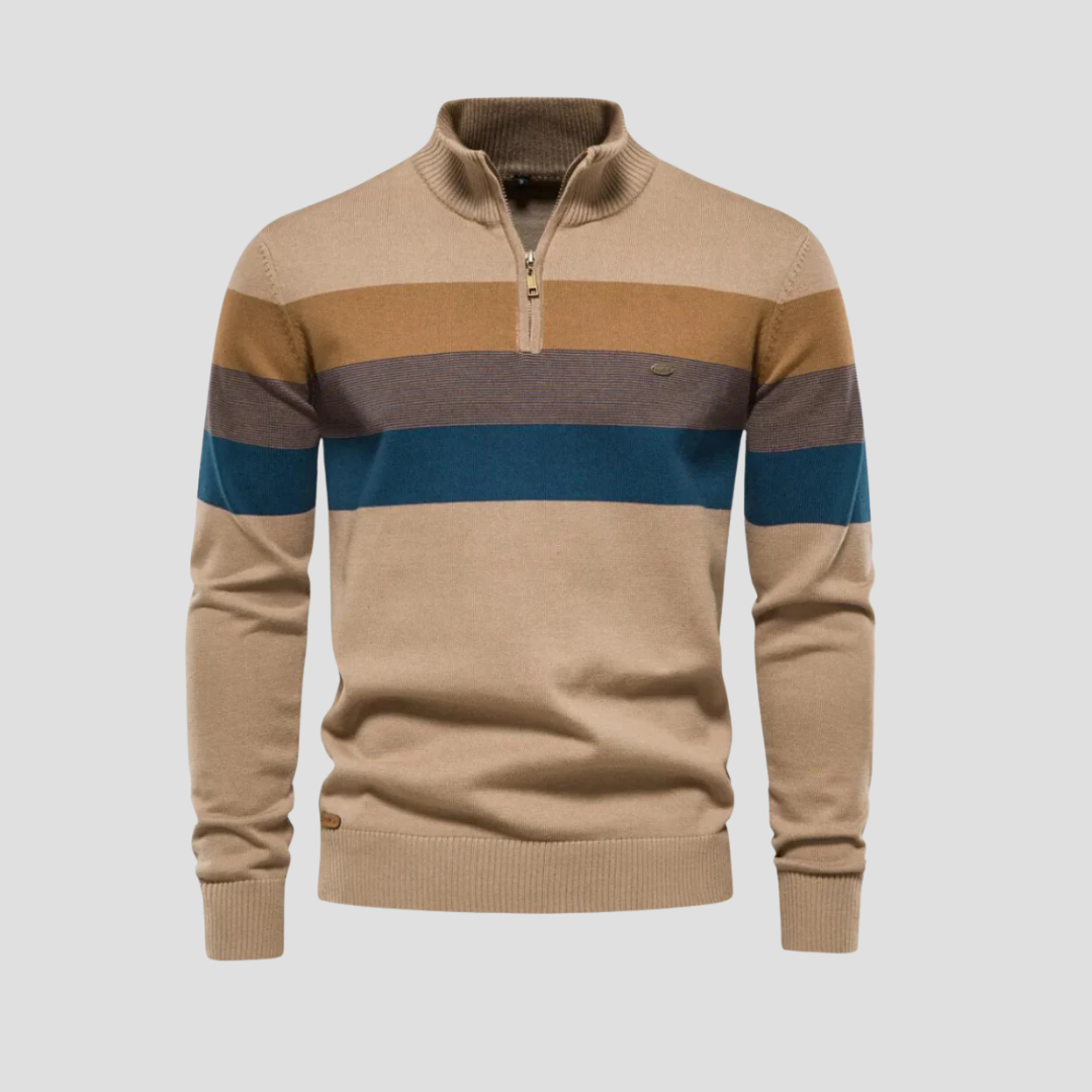 Vellison | Striped Quarter Jumper