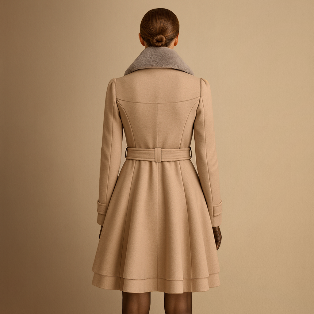 Vellison | Belted Fur-Collar Coat