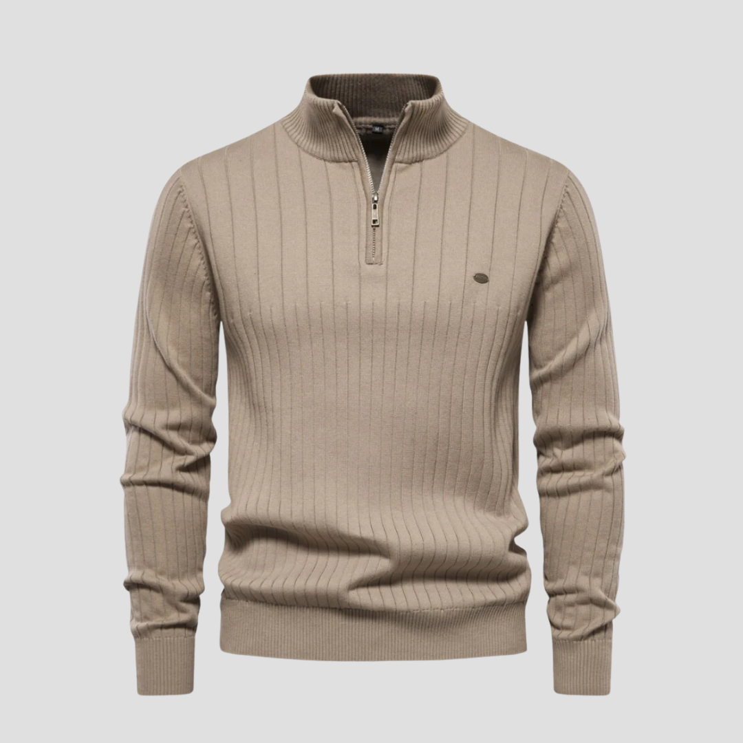 Vellison | Ribbed Quarter Zip Jumper