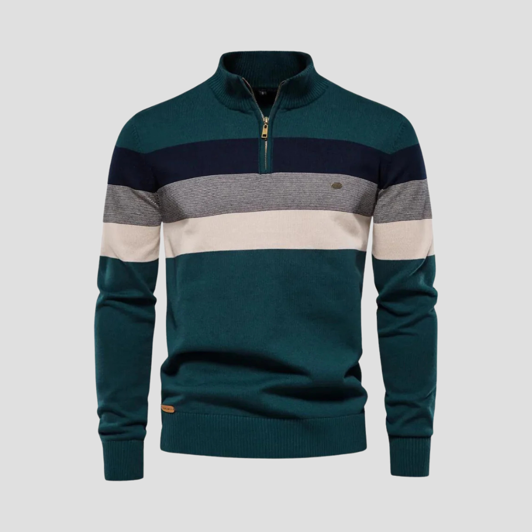 Vellison | Striped Quarter Jumper