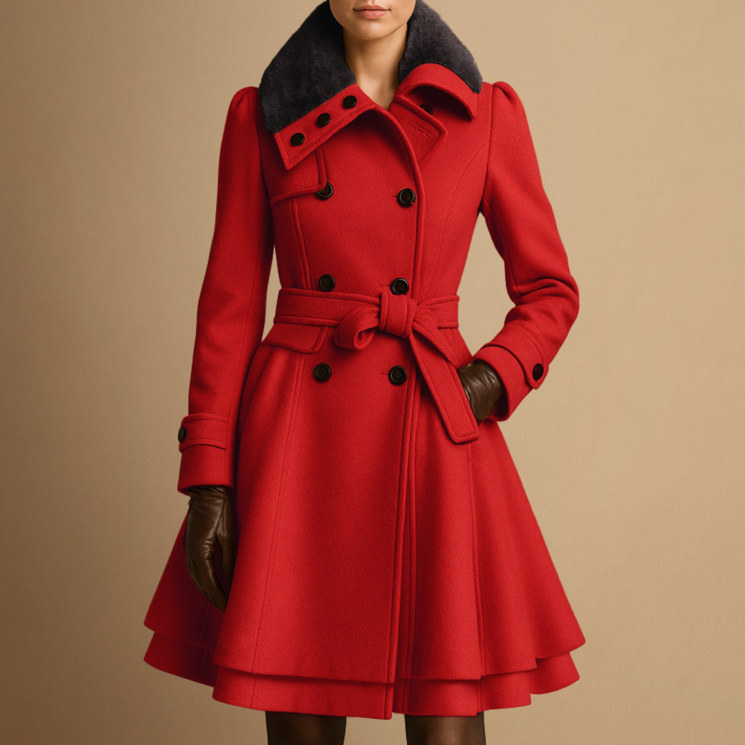 Vellison | Belted Fur-Collar Coat