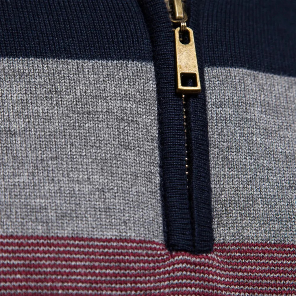 Vellison | Striped Quarter Jumper