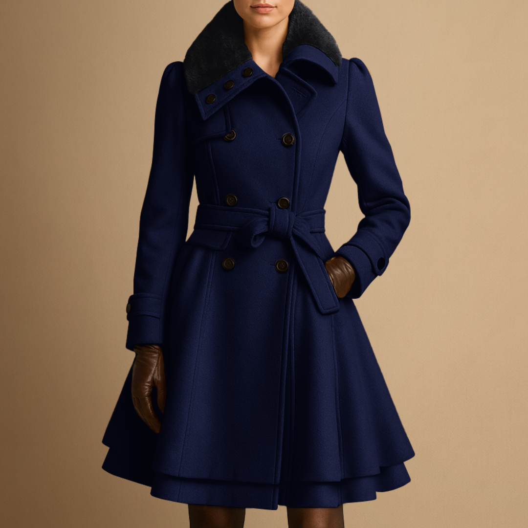 Vellison | Belted Fur-Collar Coat