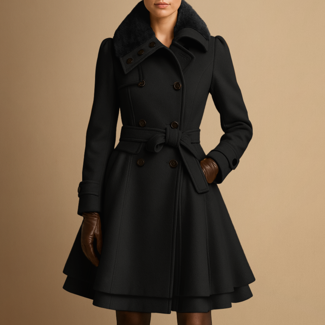 Vellison | Belted Fur-Collar Coat