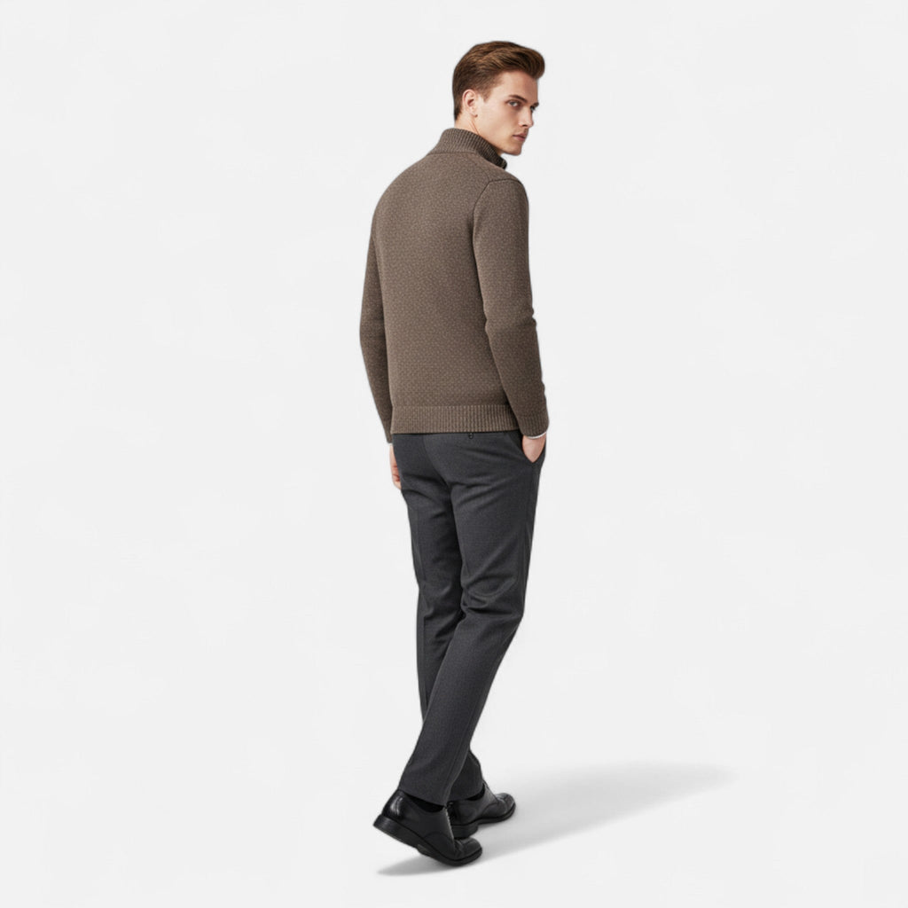 Vellison | Men’s Knit Cardigan – Refined Stand-Collar Elegance