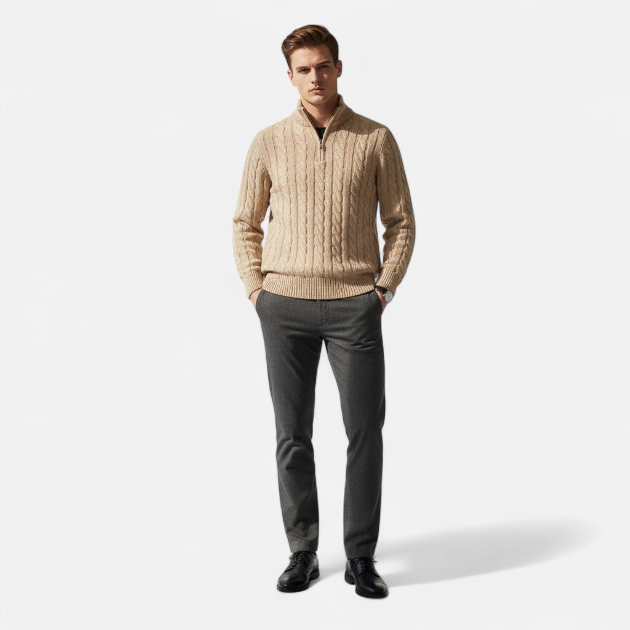 Vellison | Men’s Old Money Sweater – Timeless Half-Zip Classic