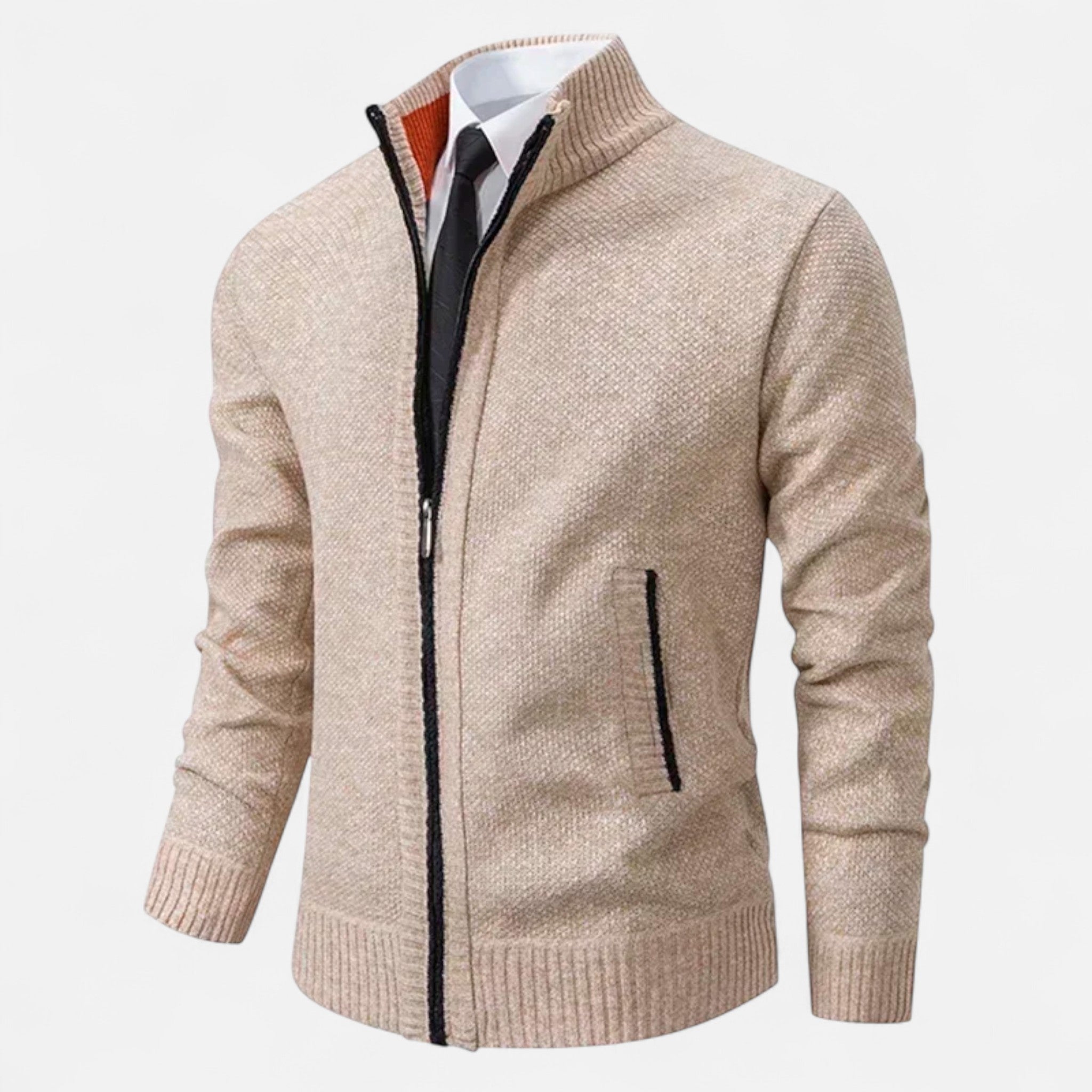 Vellison | Men’s Knit Cardigan – Refined Stand-Collar Elegance