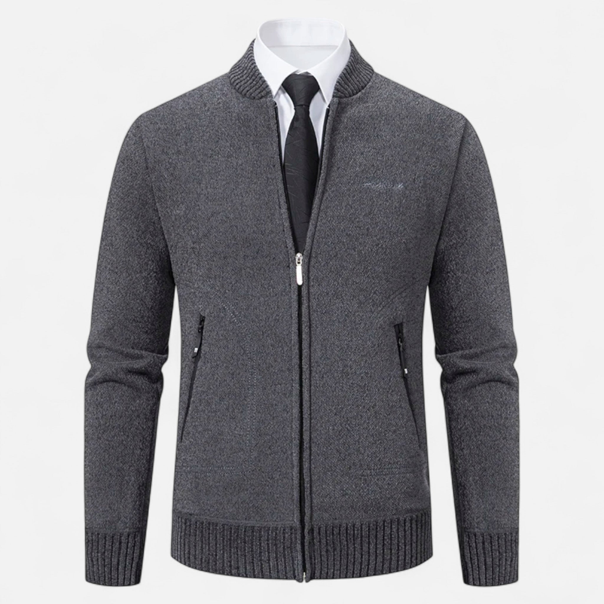 Vellison | Men’s Knit Cardigan – Refined Stand-Collar Elegance