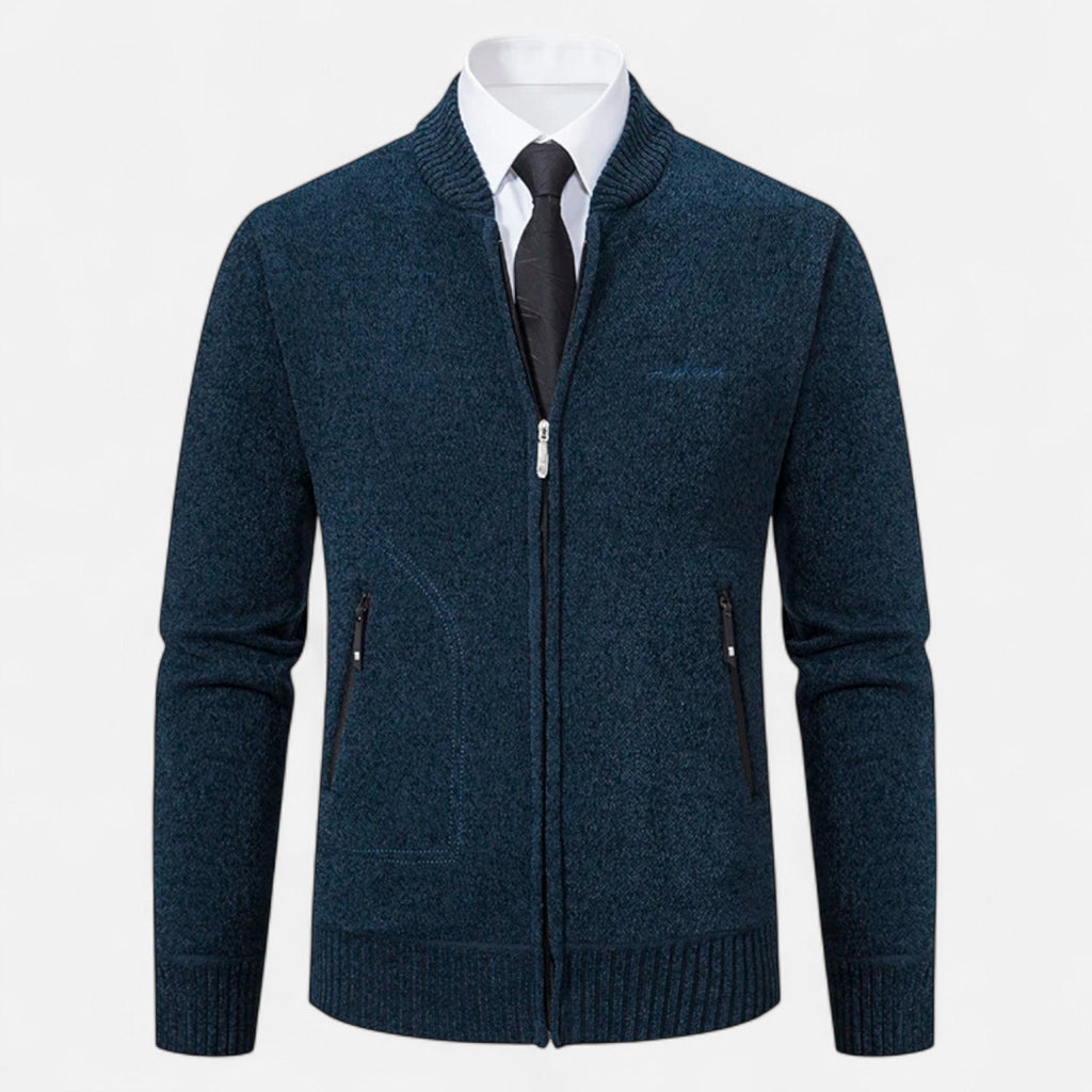 Vellison | Men’s Knit Cardigan – Refined Stand-Collar Elegance