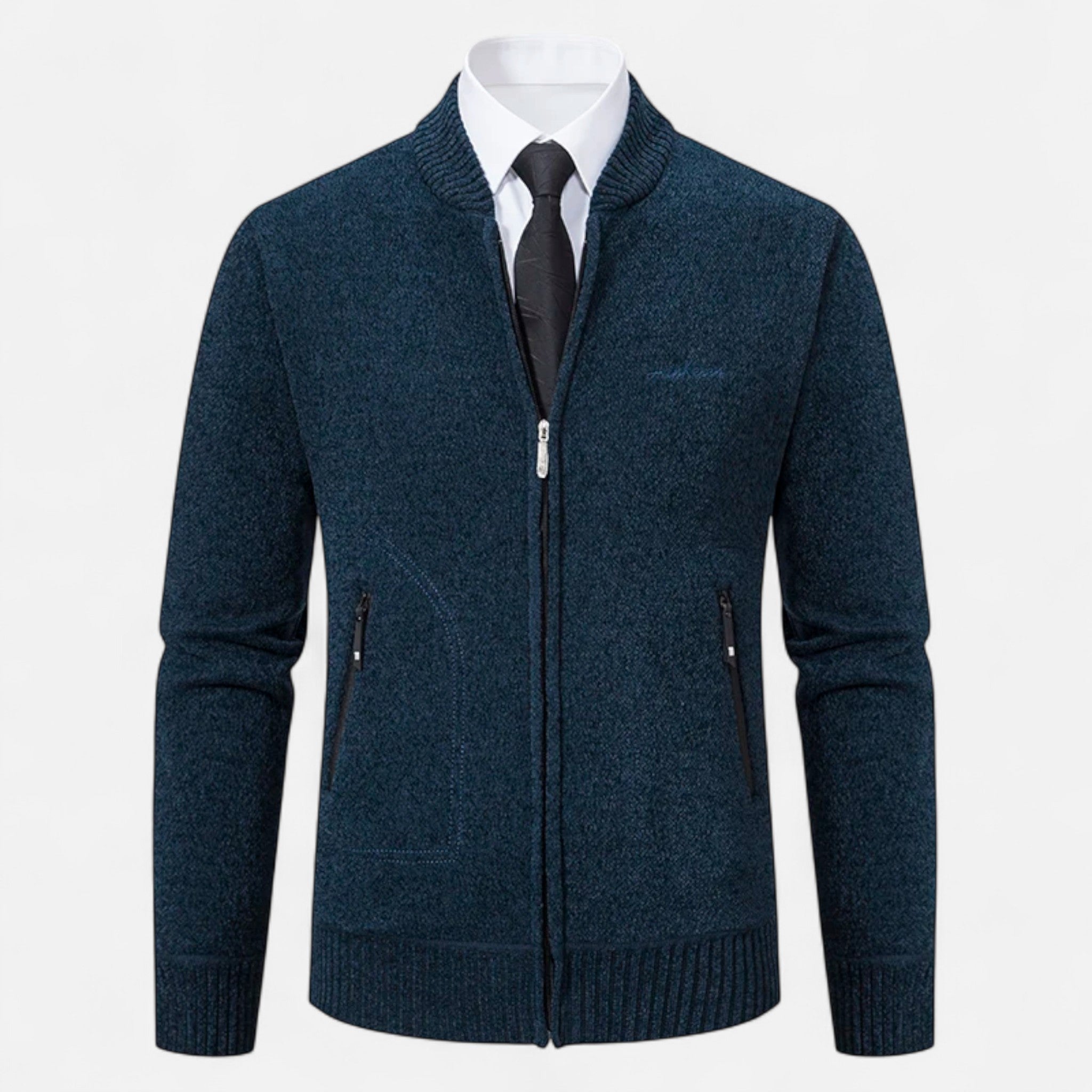 Vellison | Men’s Knit Cardigan – Refined Stand-Collar Elegance