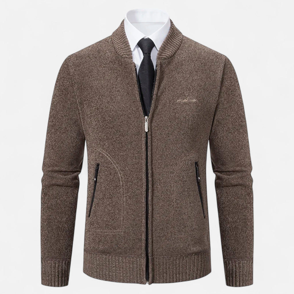 Vellison | Men’s Knit Cardigan – Refined Stand-Collar Elegance
