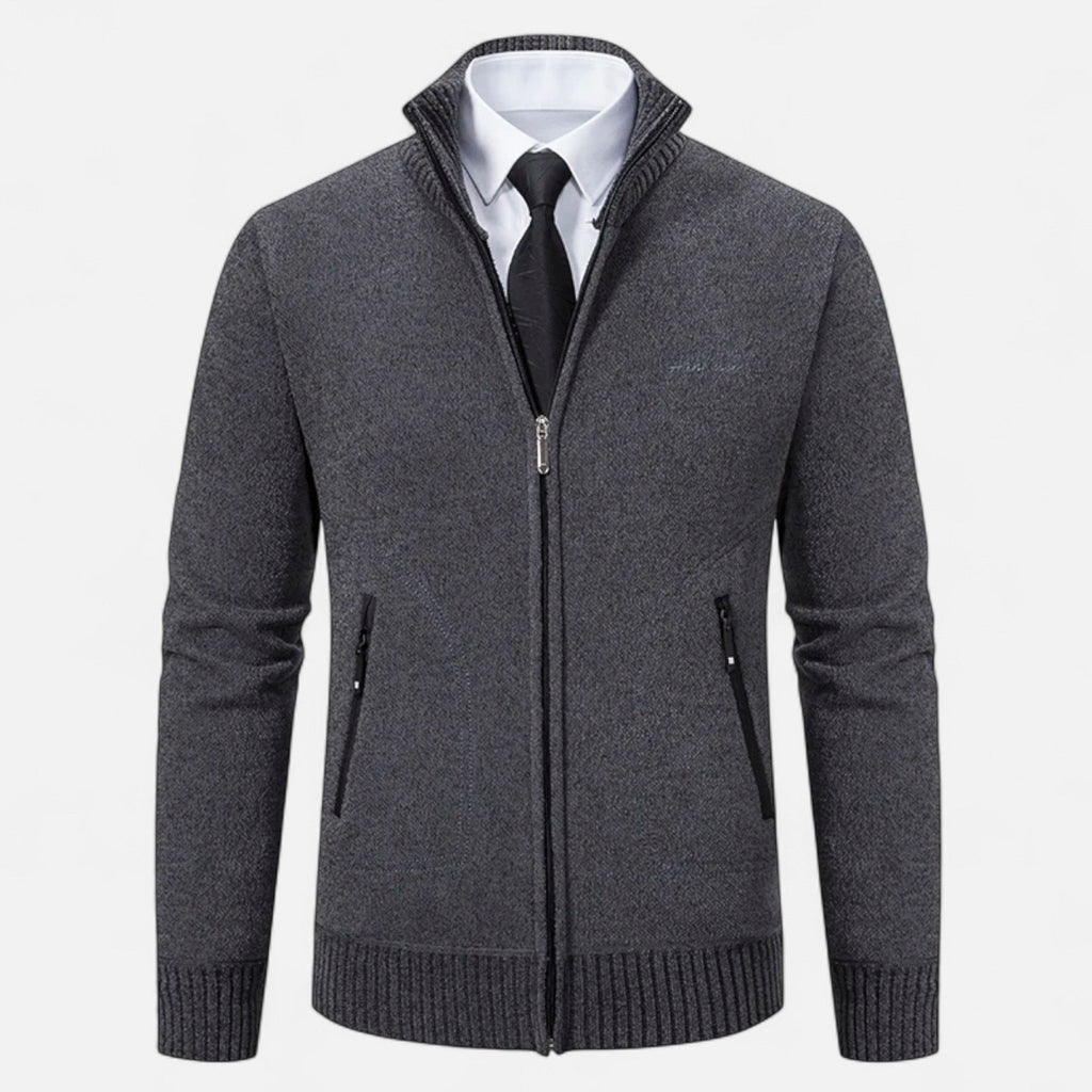 Vellison | Men’s Knit Cardigan – Refined Stand-Collar Elegance
