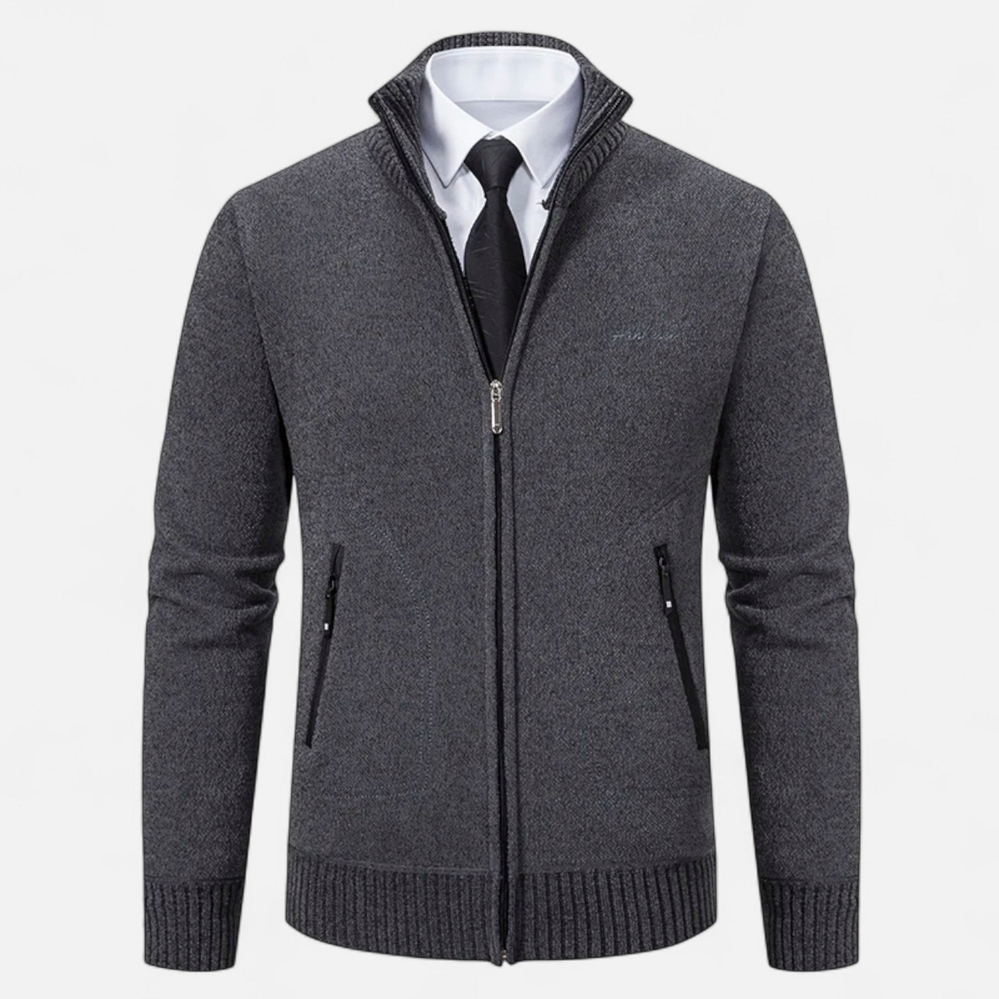 Vellison | Men’s Knit Cardigan – Refined Stand-Collar Elegance