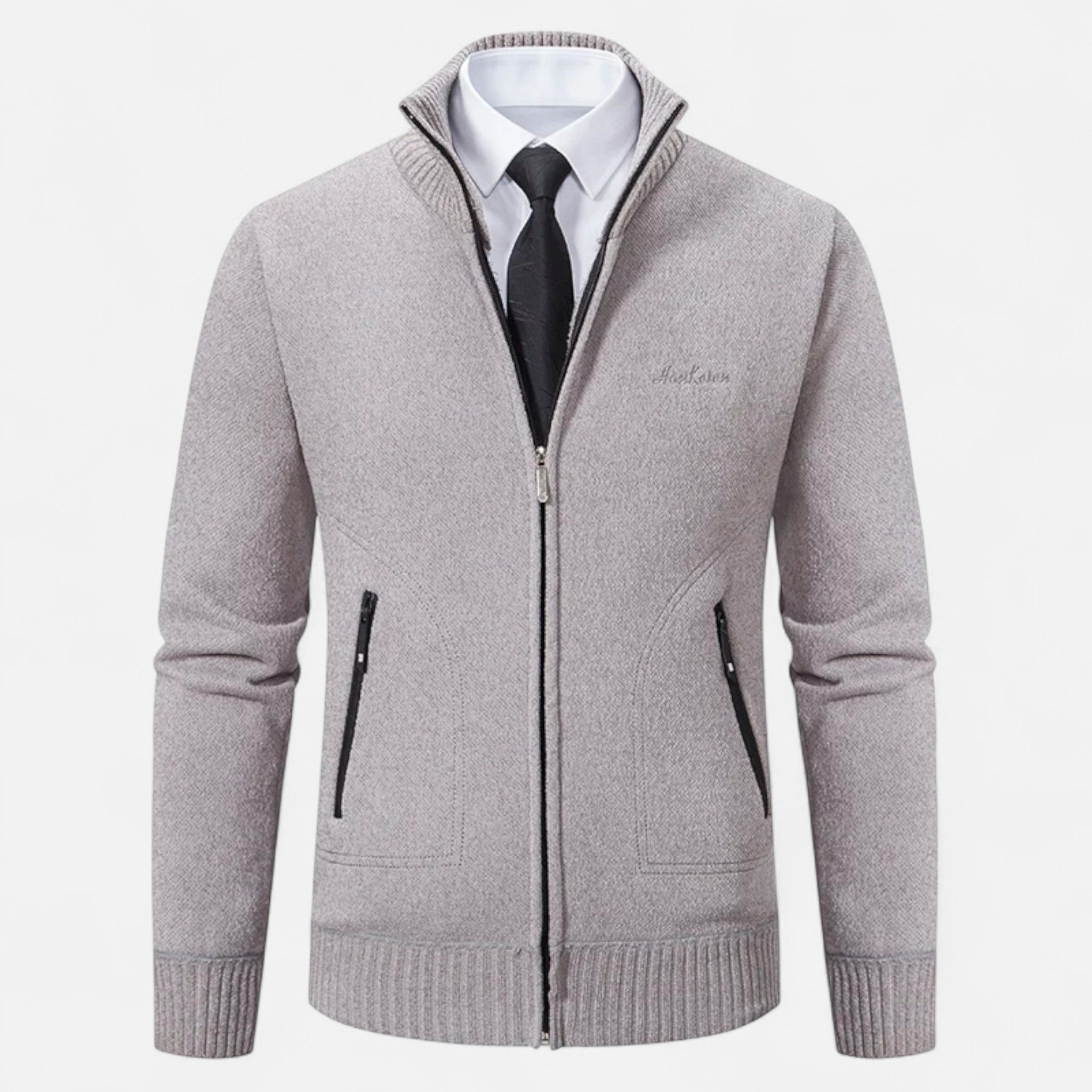 Vellison | Men’s Knit Cardigan – Refined Stand-Collar Elegance