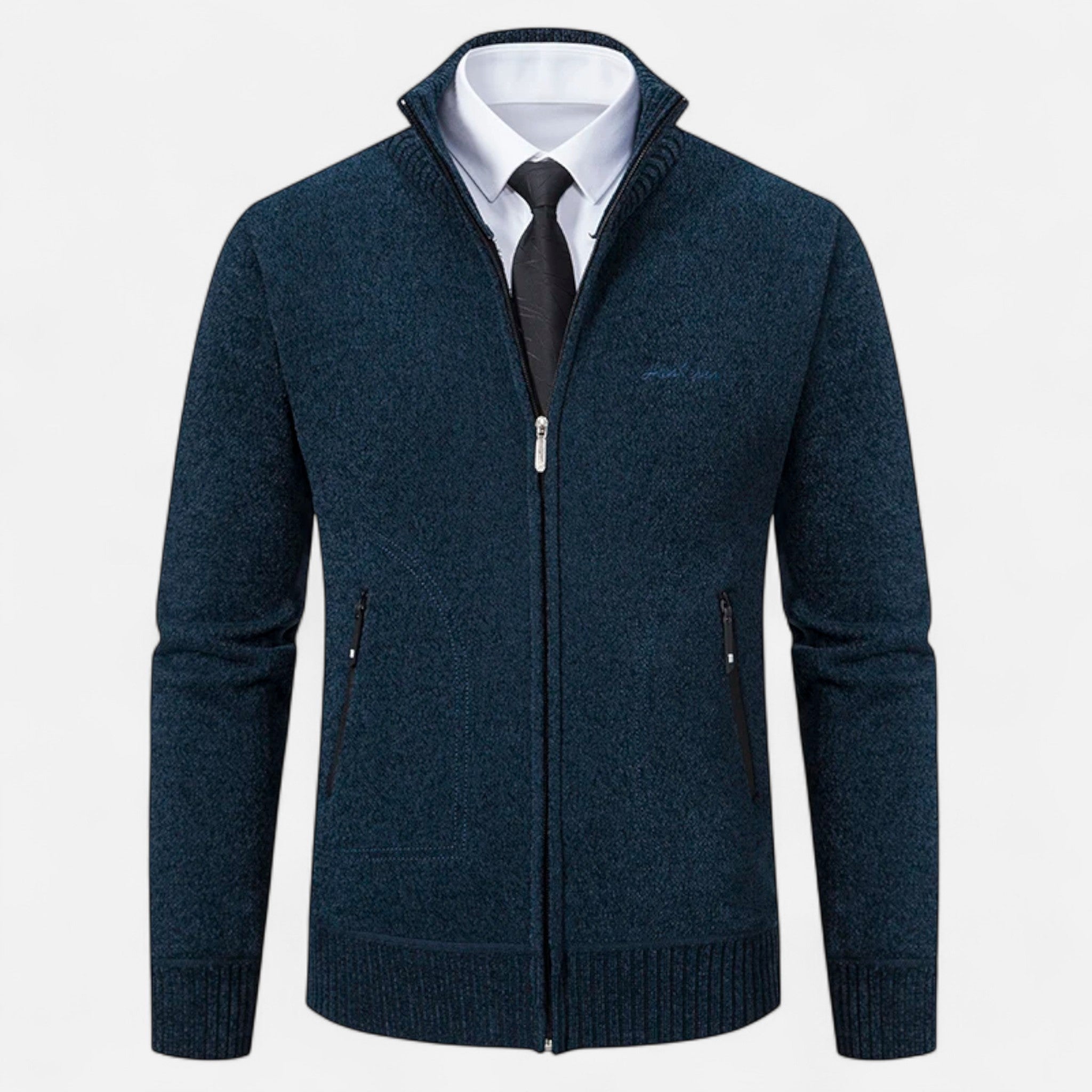 Vellison | Men’s Knit Cardigan – Refined Stand-Collar Elegance