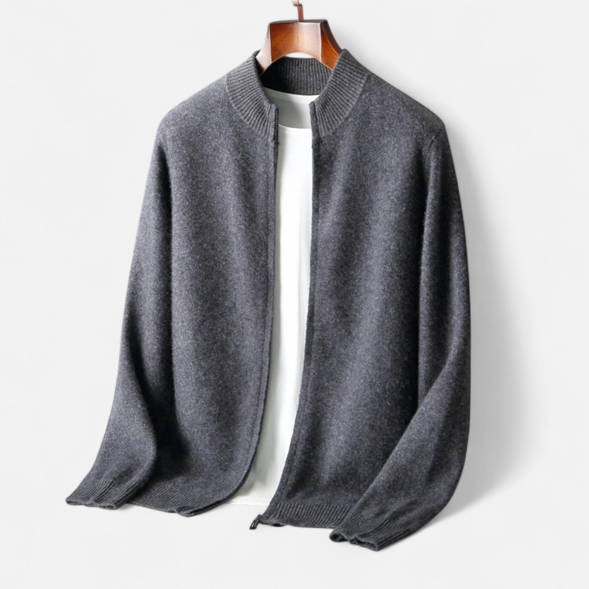 Vellison | Men’s Cardigan – Merino Wool Zippered Elegance