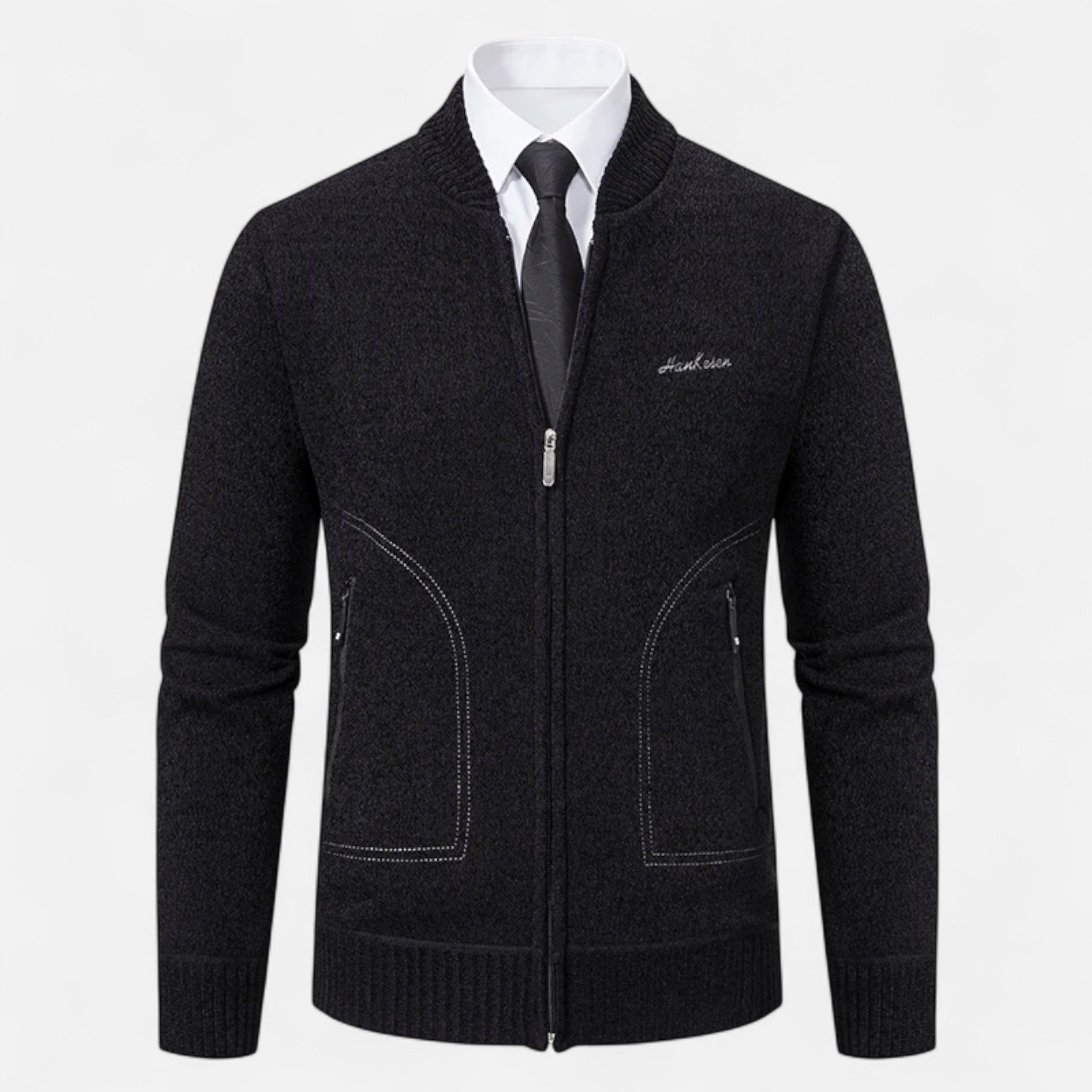 Vellison | Men’s Knit Cardigan – Refined Stand-Collar Elegance