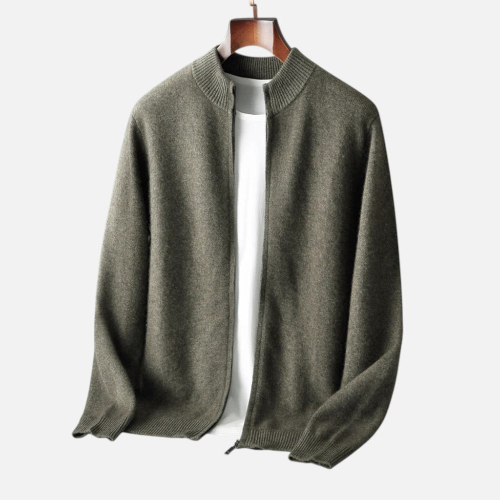 Vellison | Men’s Cardigan – Merino Wool Zippered Elegance
